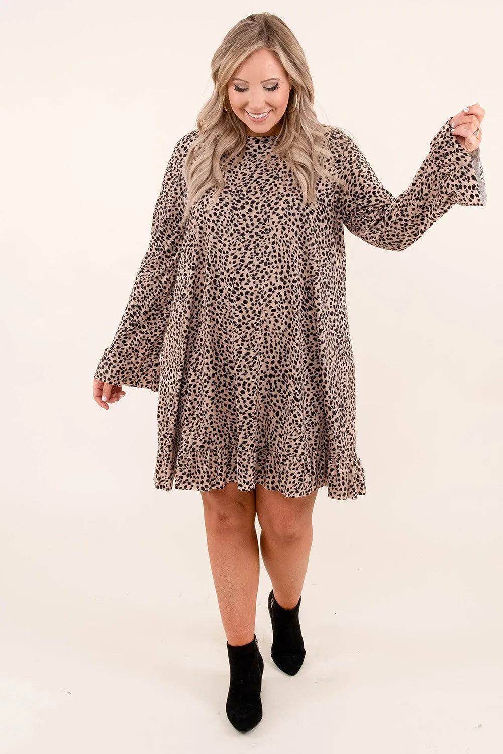 Leopard Ruffle Curvy Dress - sale