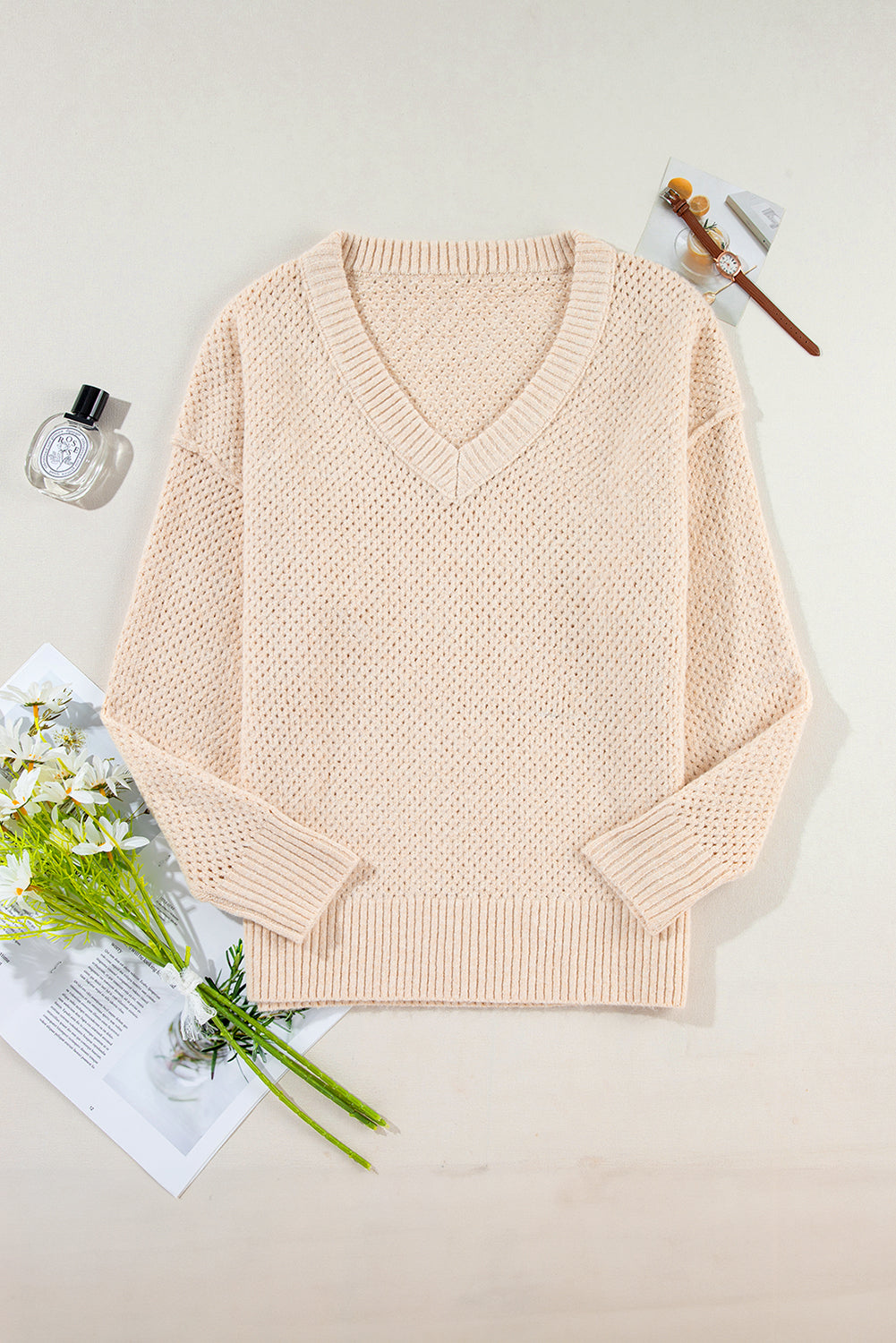 Beige Eyelet Sweater