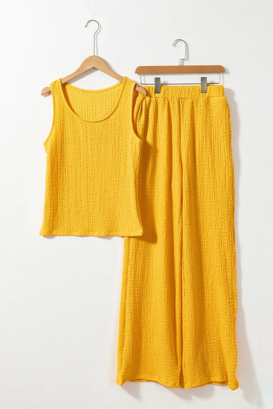 Crinkle Yellow Pant SET