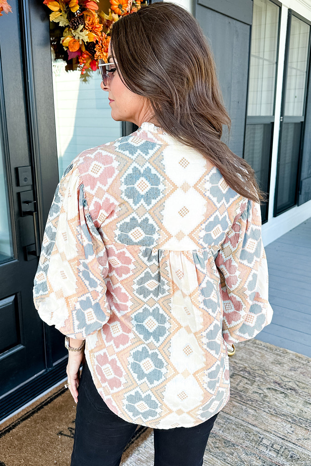 Geometric Sage Blouse